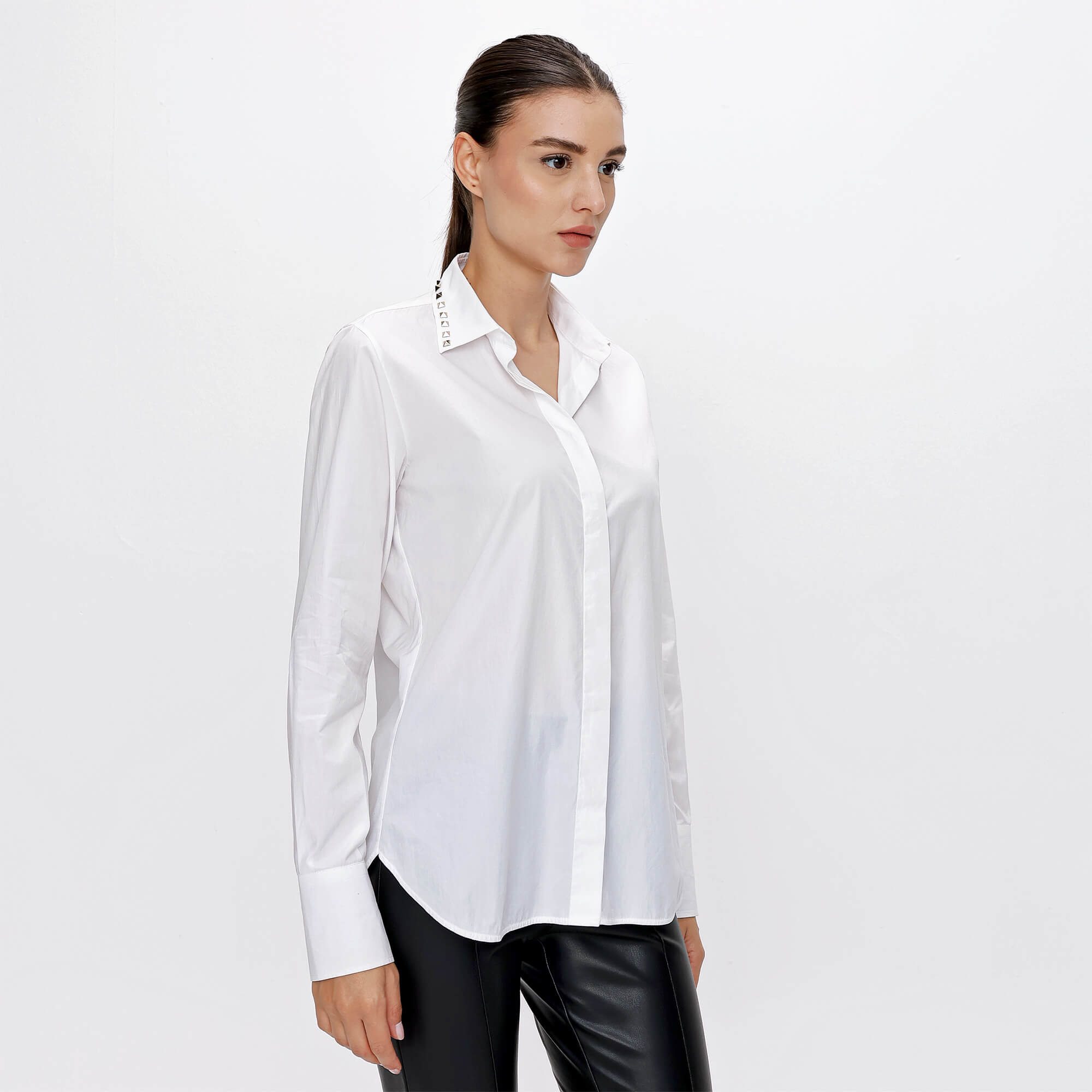 Valentino - White Cotton Rockstud Detail Shirt